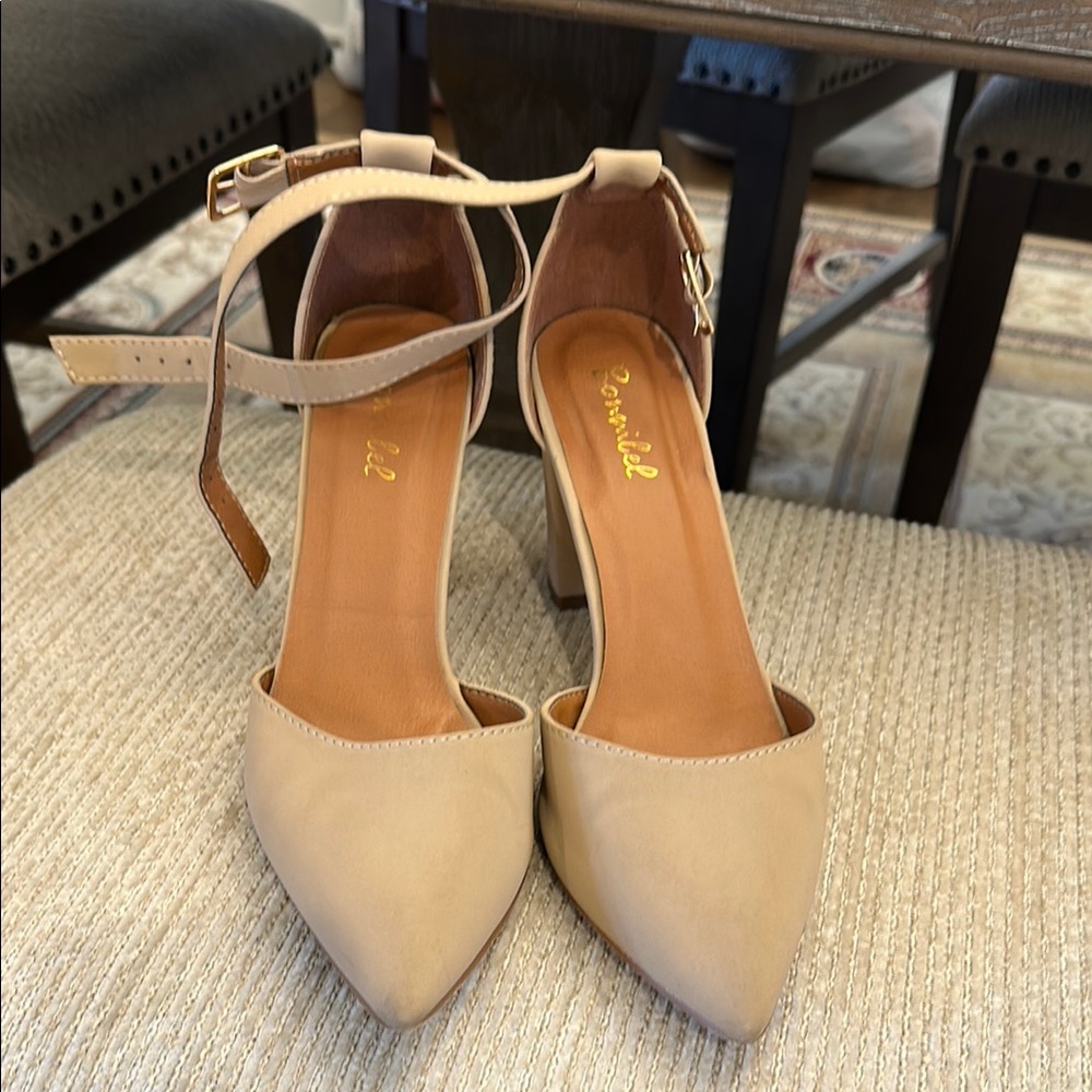 Women's Tan Ankle Strap Heels
